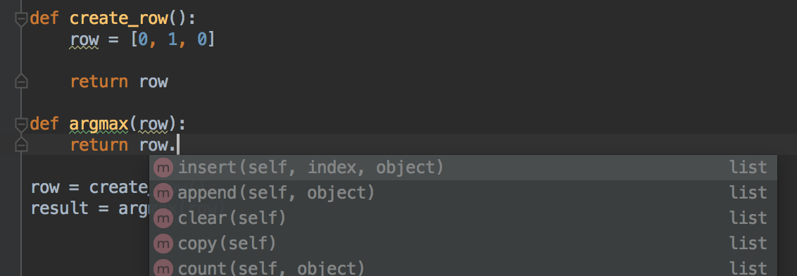 Pycharm autocomplete dropdown on a code without type annotation but with a defined variable passed as argument.